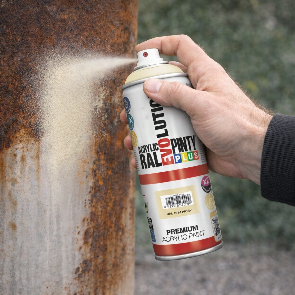 Lakier akrylowy w sprayu Pintyplus Evolution ACRYLIC | 400ml | RAL 1014 Ivory